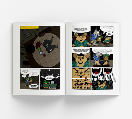 Illustrierte Doppelseite aus dem Comic