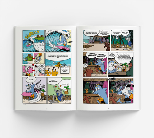 Innenseiten mit Surf-Action und Comicpanels